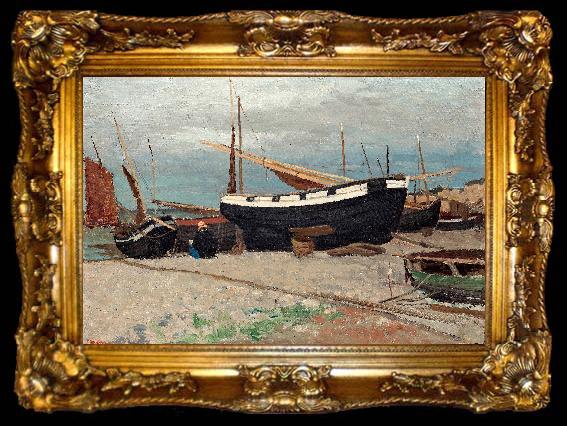 framed  George Willison Boats on the shore, ta009-2